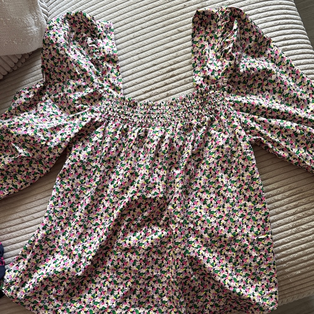 H&M Multicolor Floral Kids Blouse with Puff Sleeves - Picture 1 of 3
